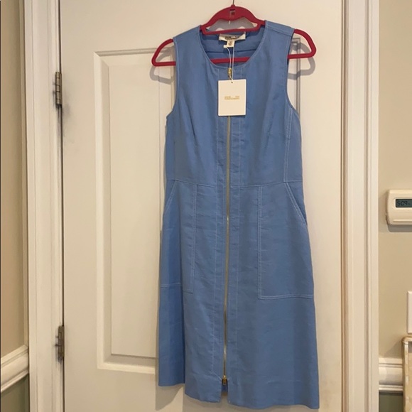 DVF Pale Blue Zip-up Dress w/ Belt - Picture 1 of 5